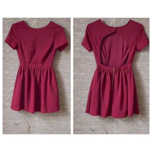 Tobi Dresses & Skirts - TOBI Burgundy Backless Skater Mini Dress Small
